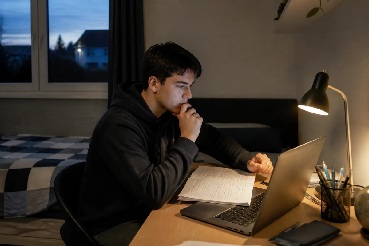 Un lycéen rédige son projet de formation motivé