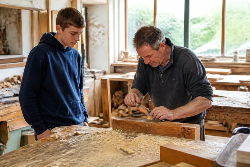 Un collégien en stage d'observation dans un atelier